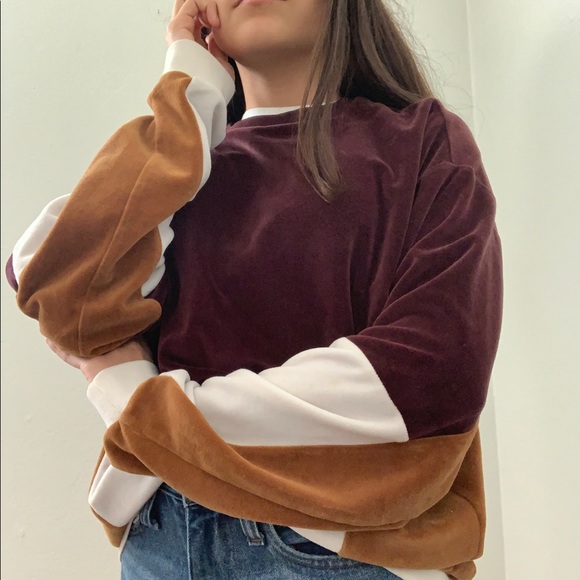 ASOS Sweaters - ASOS Color Block Velvet Pullover Sweater